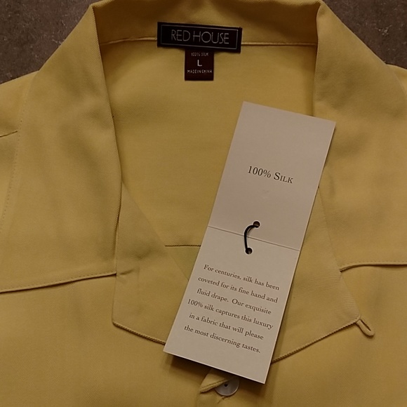 Red House yellow button upshort sleeve shirt Sz L - Picture 6 of 8